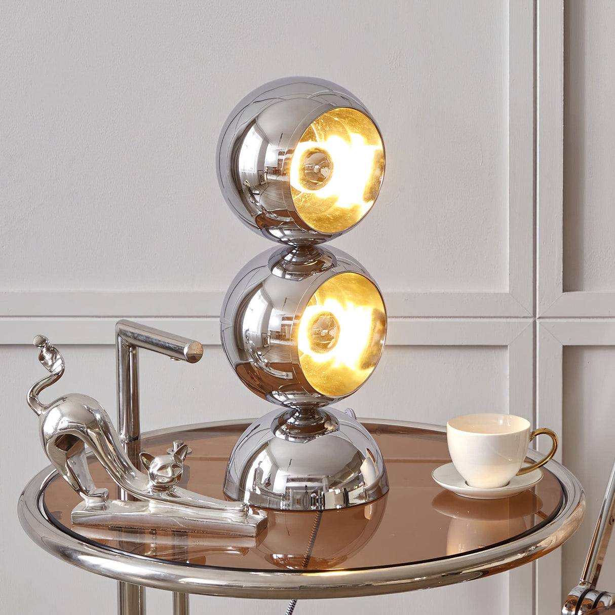 Modern Glass Table Lamp Spherical Chrome Design - Product detail 18