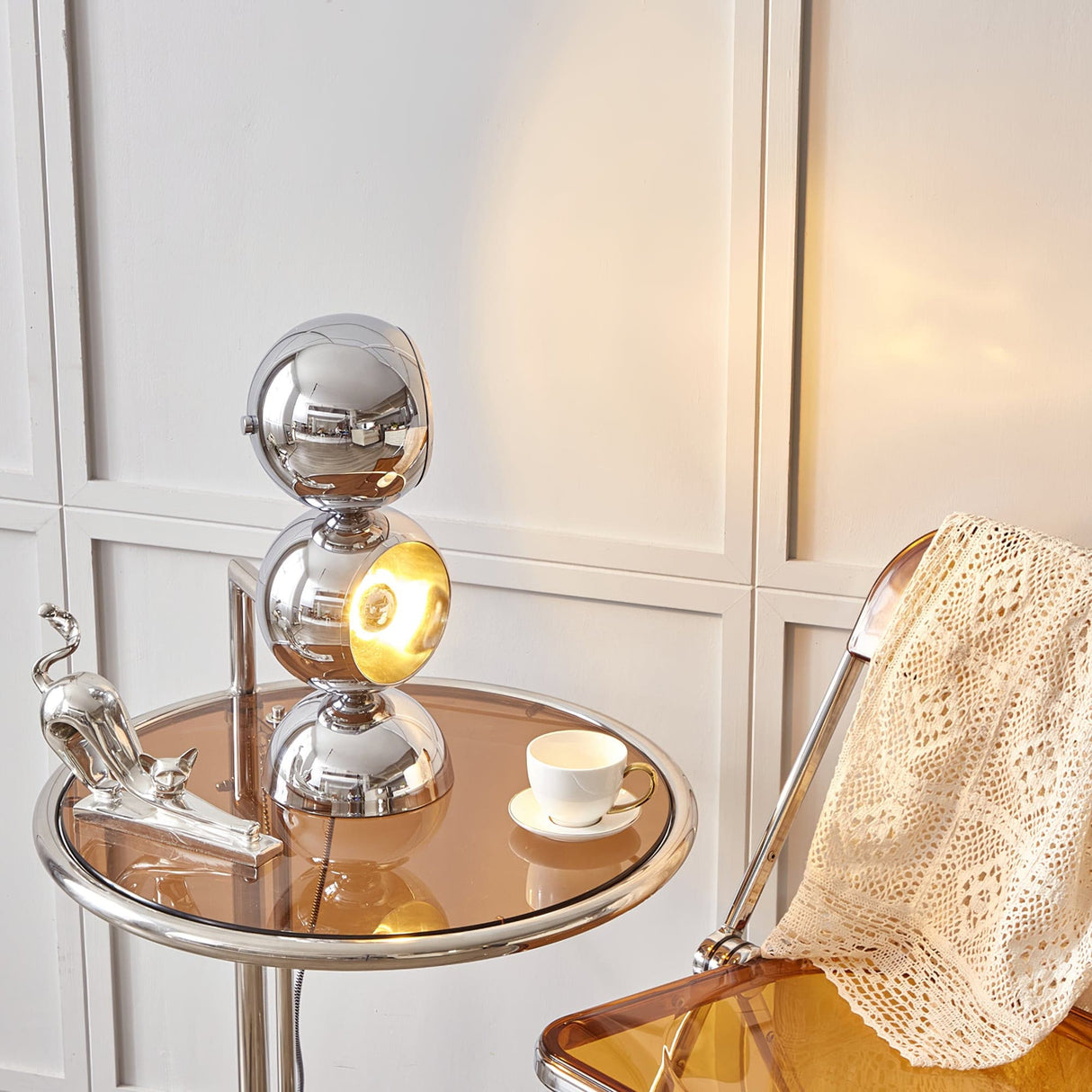 Modern Glass Table Lamp Spherical Chrome Design - Product detail 30