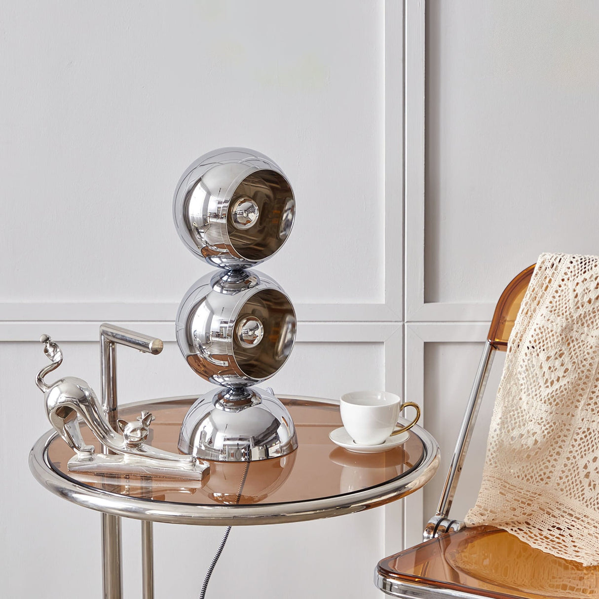 Modern Glass Table Lamp Spherical Chrome Design - Product detail 4