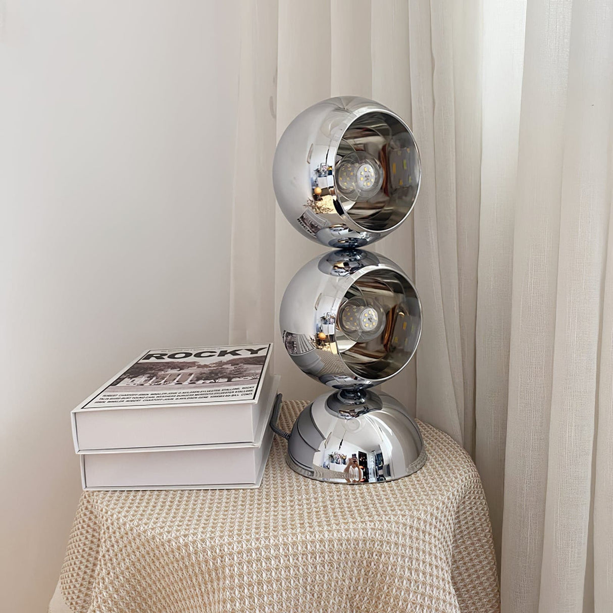 Modern Glass Table Lamp Spherical Chrome Design - Product detail 5