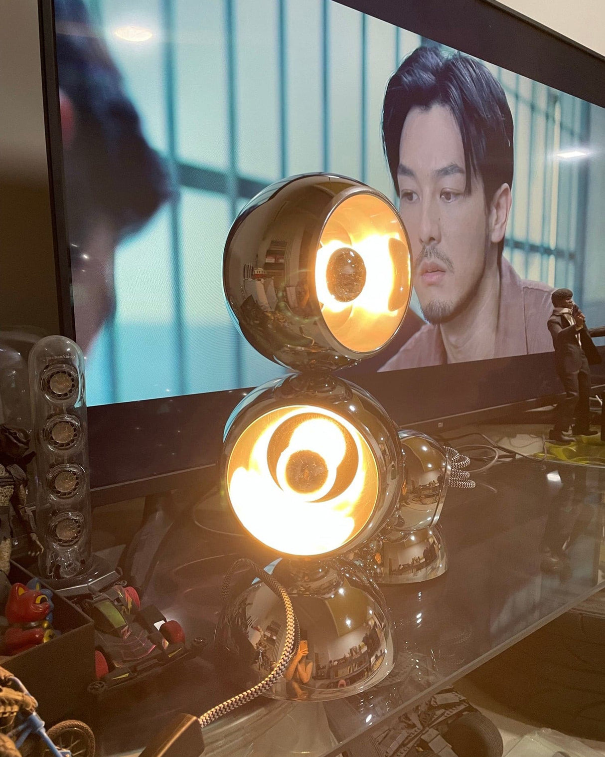 Modern Glass Table Lamp Spherical Chrome Design - Product detail 7