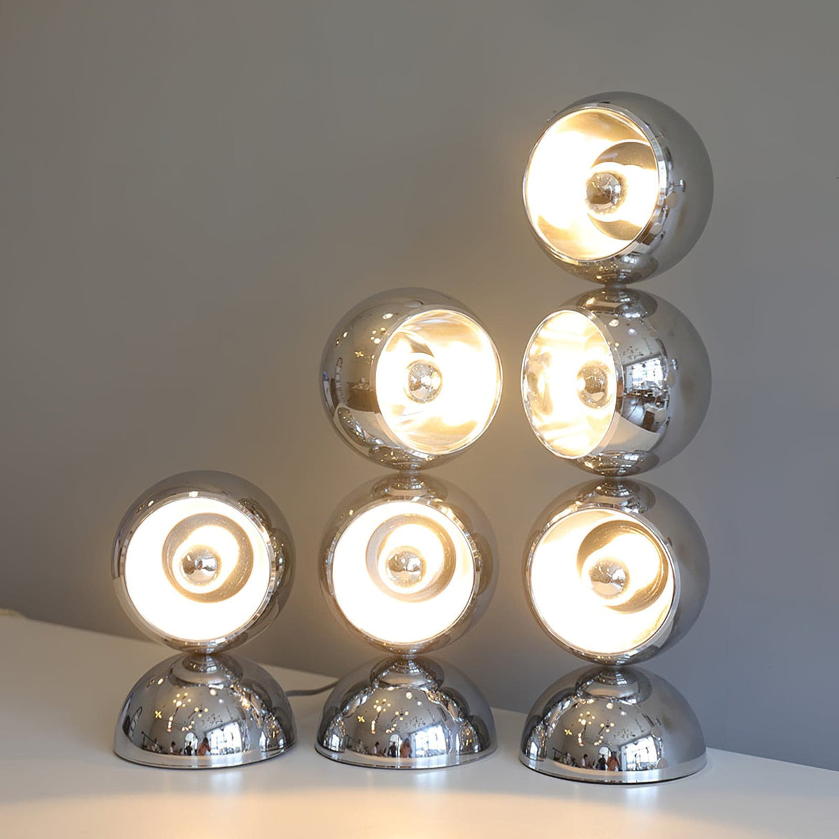 Modern Glass Table Lamp Spherical Chrome Design - Detailed view
