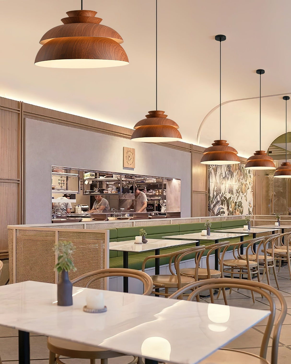 Scandinavian Pendant Light Layered Wood Design - Product example