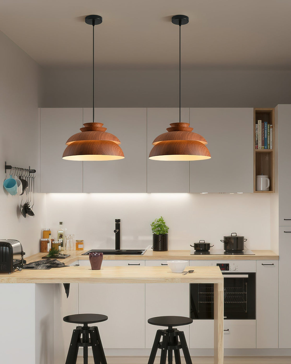 Scandinavian Pendant Light Layered Wood Design - Product detail 4