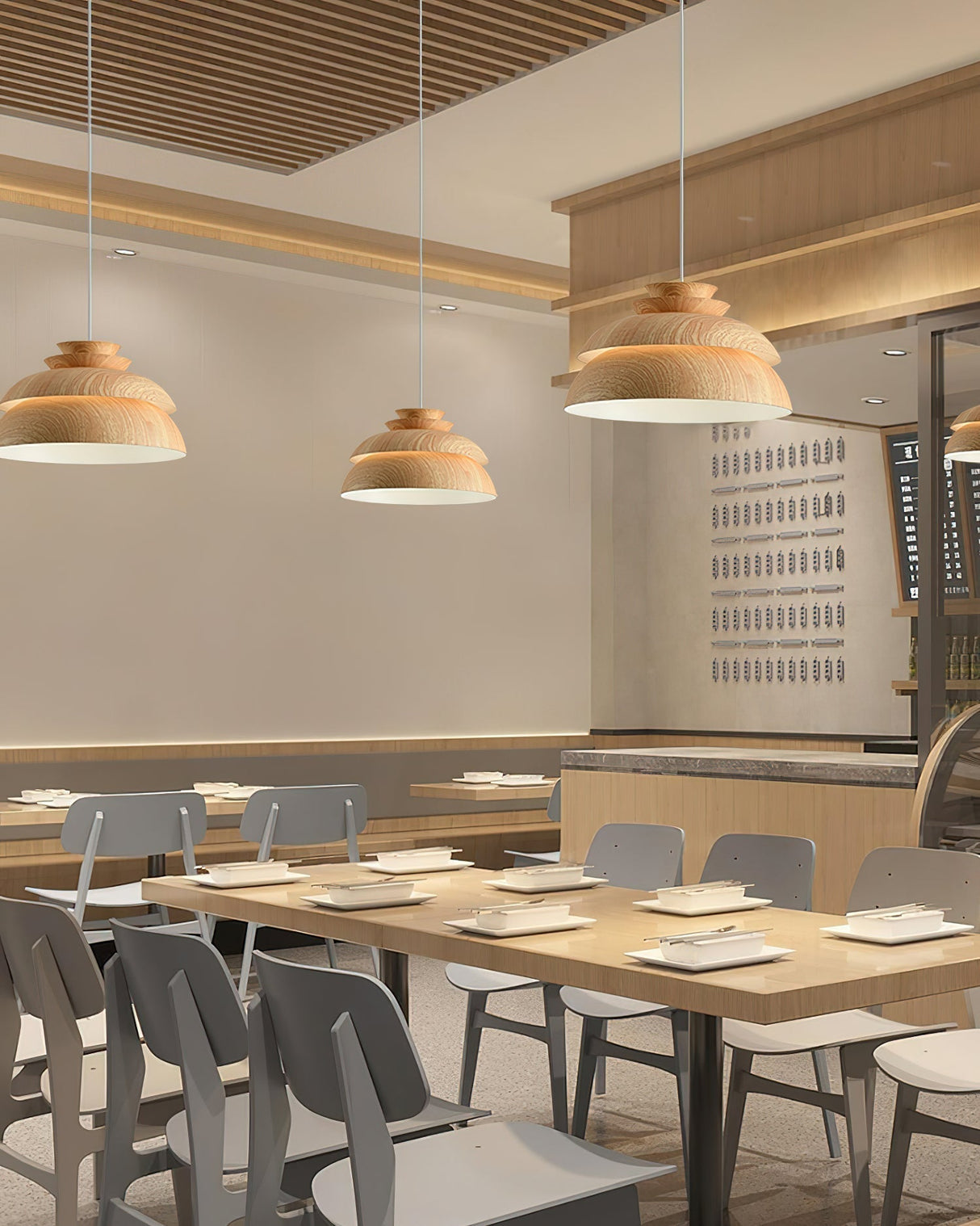 Scandinavian Pendant Light Layered Wood Design - Product detail 5