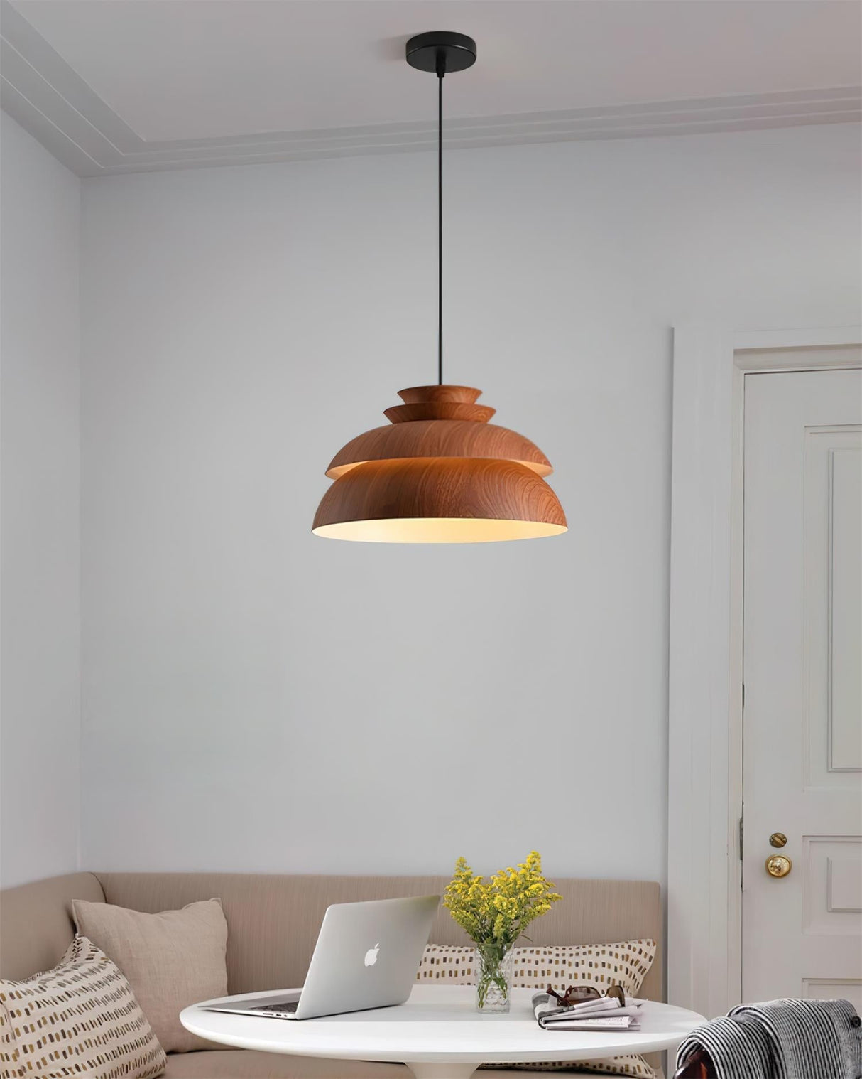 Scandinavian Pendant Light Layered Wood Design - Product detail 8