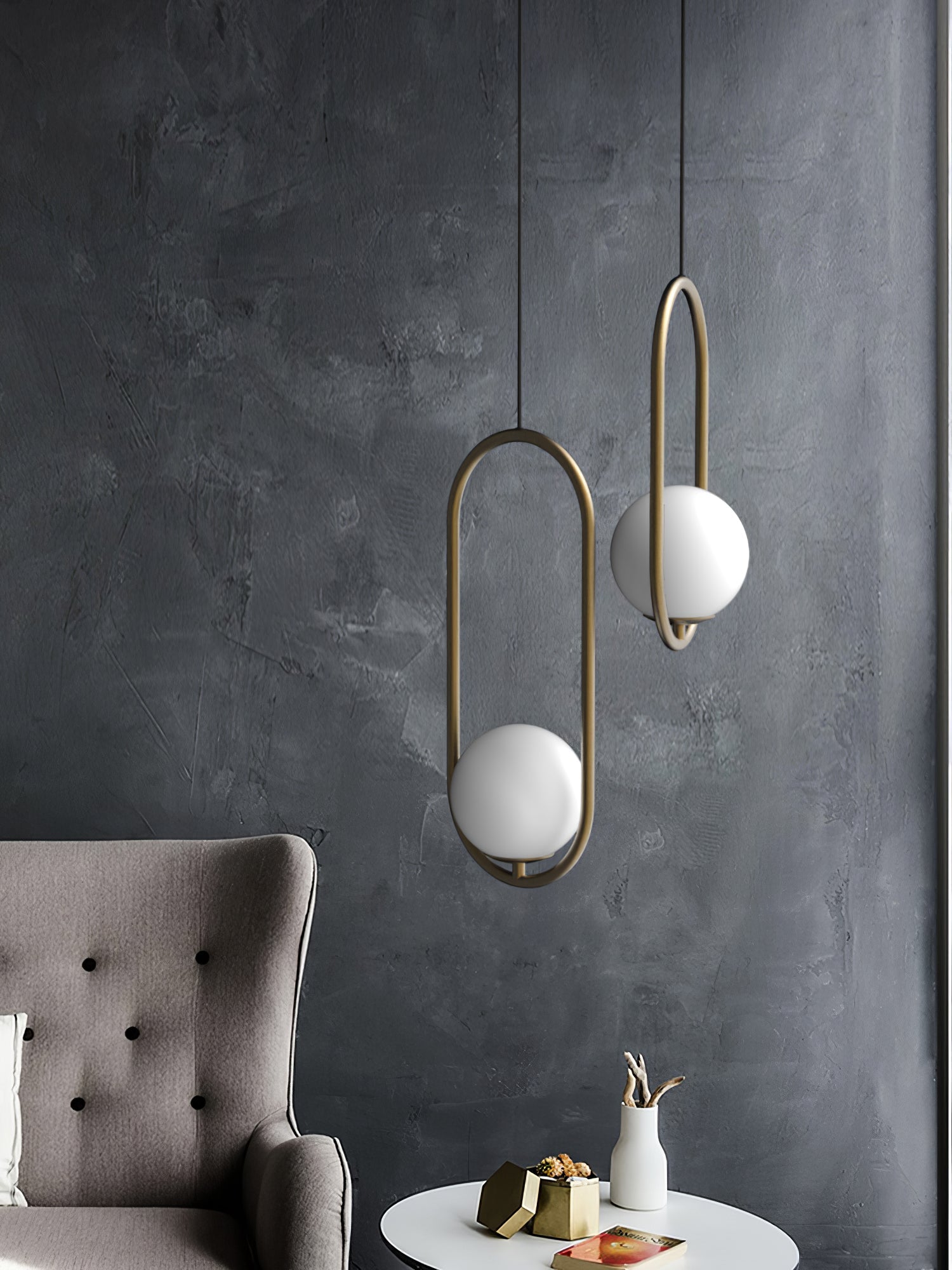 Modern Globe Pendant Light  Brushed Gold Arc Frame - Product detail 105