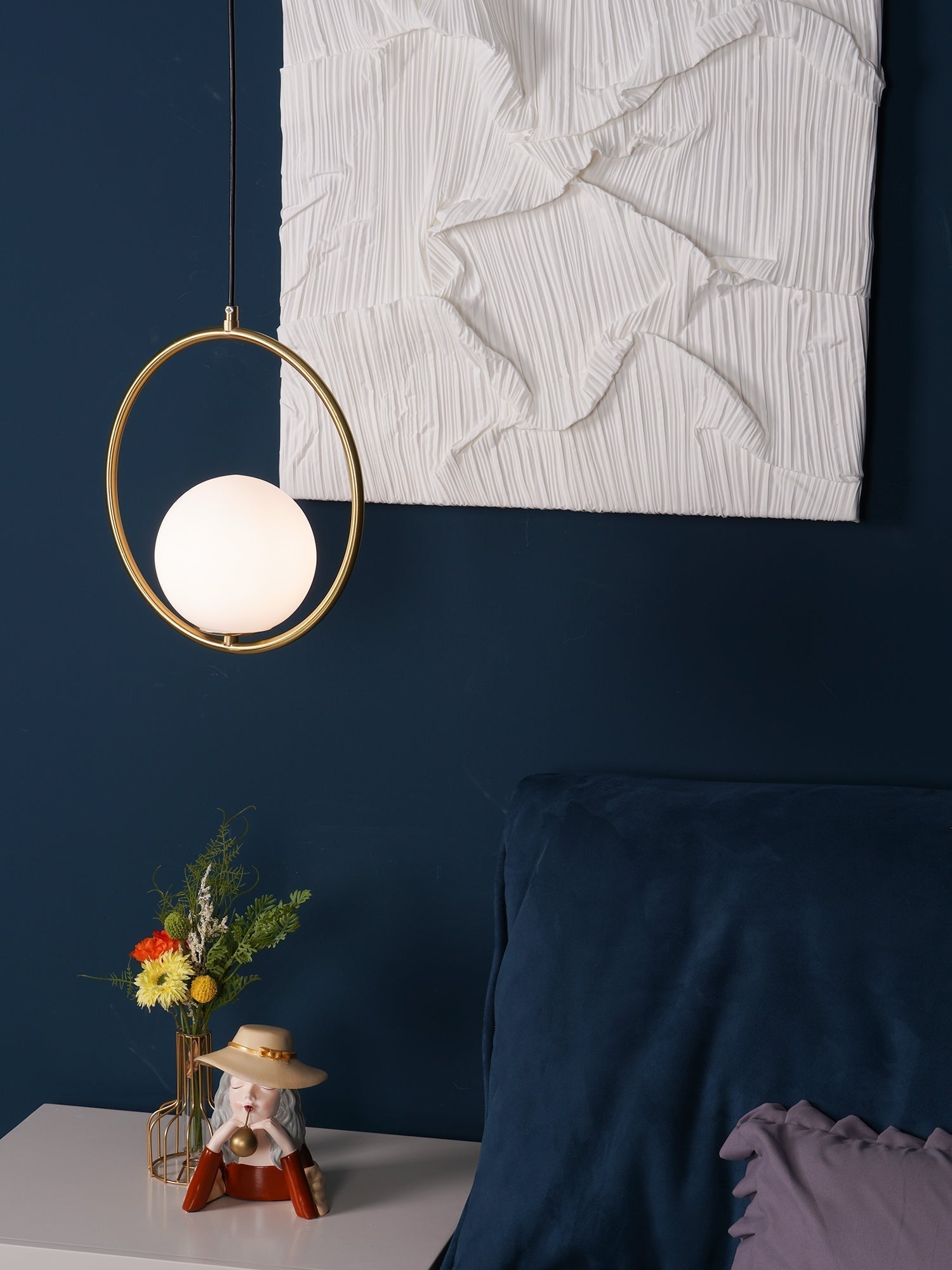 Modern Globe Pendant Light  Brushed Gold Arc Frame - Product detail 57