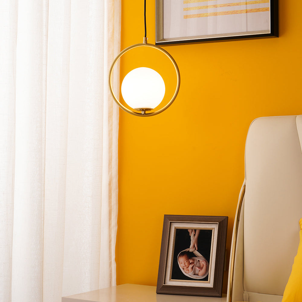 Modern Globe Pendant Light  Brushed Gold Arc Frame - Product detail 13