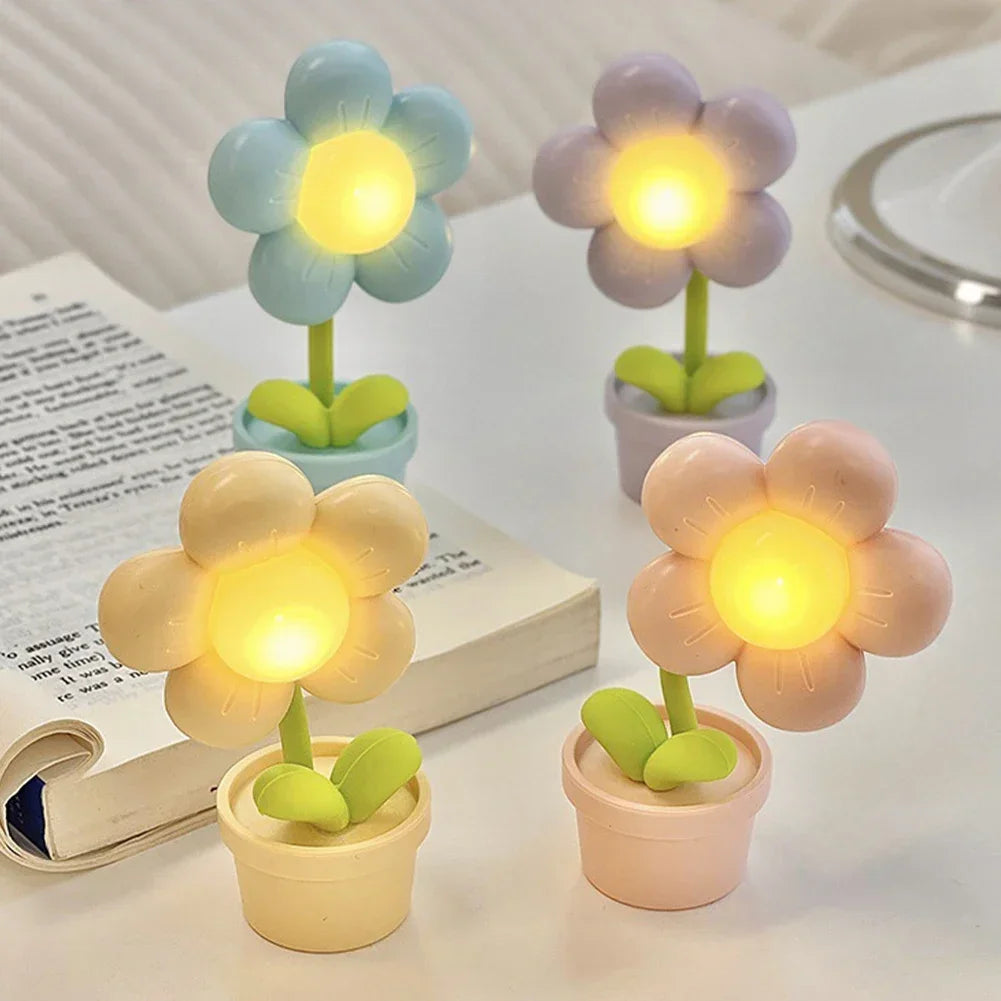 Floral Table Lamp Pastel LED Night Light - Detailed view