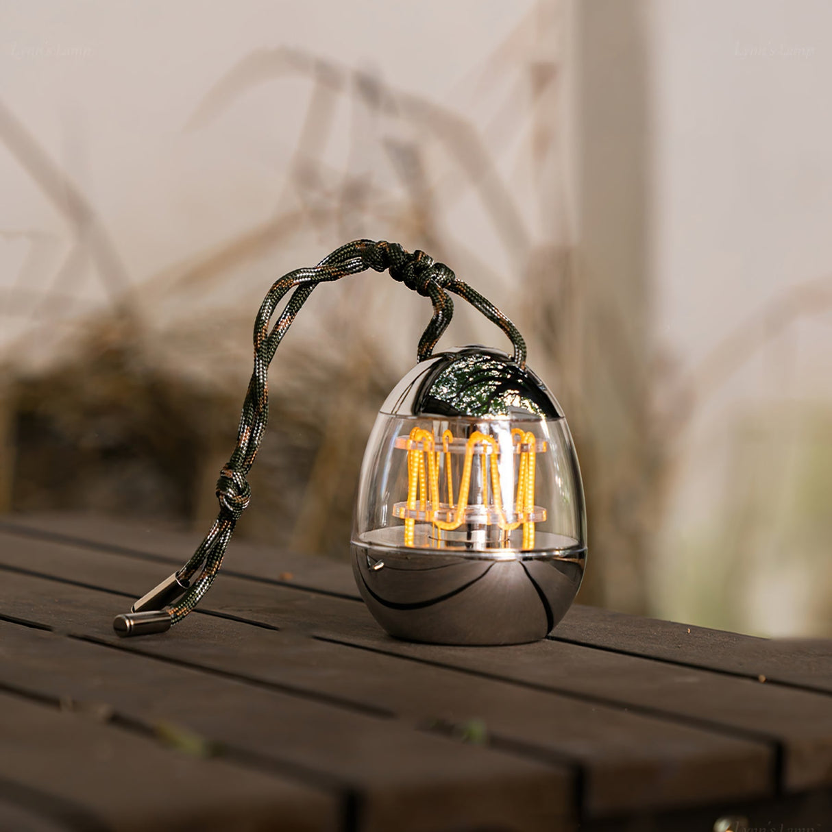 Portable LED Lantern  Egg-Shaped Chrome Design - Product example