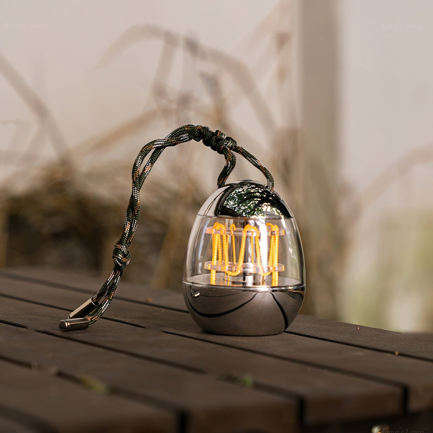 Portable LED Lantern  Egg-Shaped Chrome Design - Product example