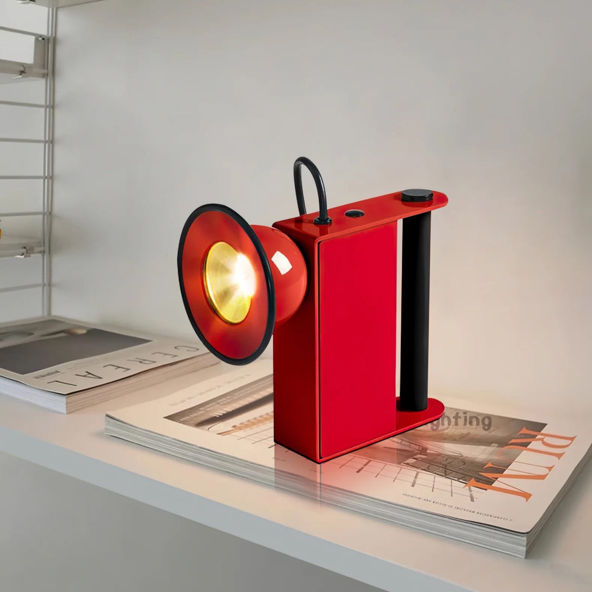Modern LED Table Lamp Magnetic Adjustable Head Red Metal - Product detail 6