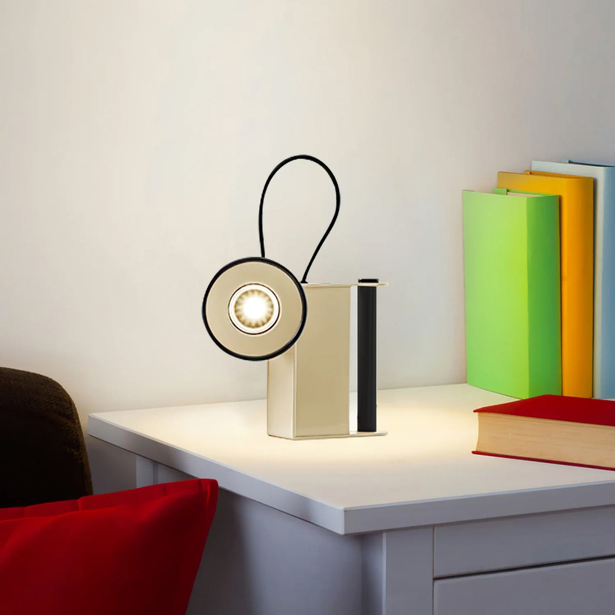 Modern LED Table Lamp Magnetic Adjustable Head Red Metal - Product detail 7
