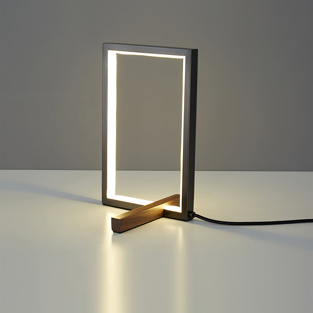 Modern LED Table Lamp Copper Frame with Walnut Accents - Product detail 12