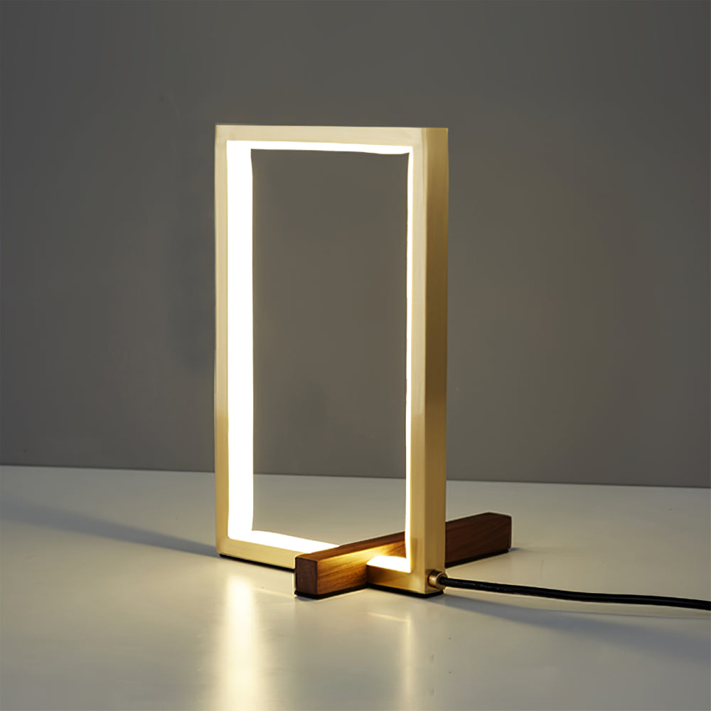 Modern LED Table Lamp Copper Frame with Walnut Accents - Product detail 11