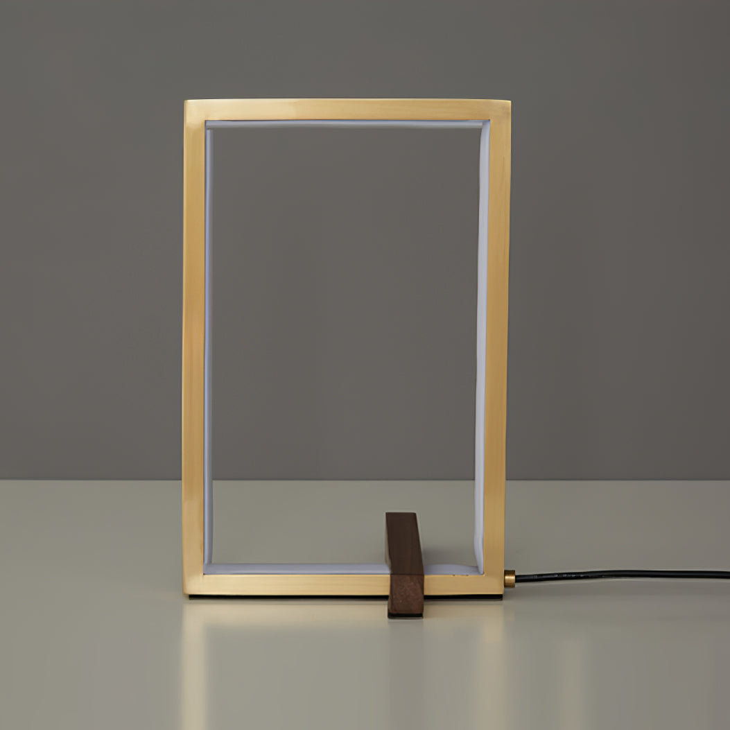 Modern LED Table Lamp Copper Frame with Walnut Accents - Product detail 10