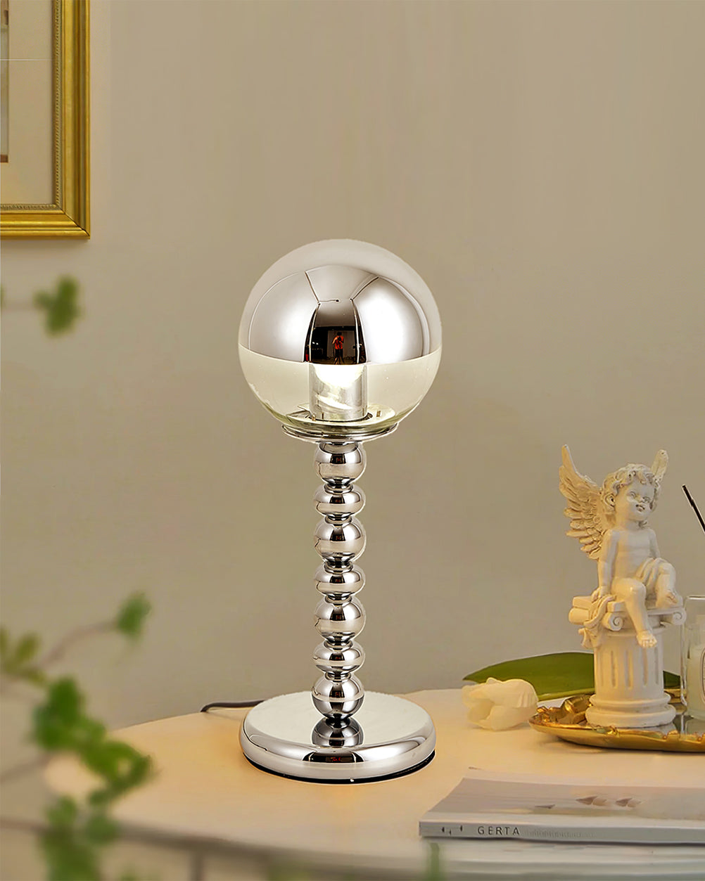 Modern Chrome Table Lamp Mirrored Glass Ball Design - Product detail 11