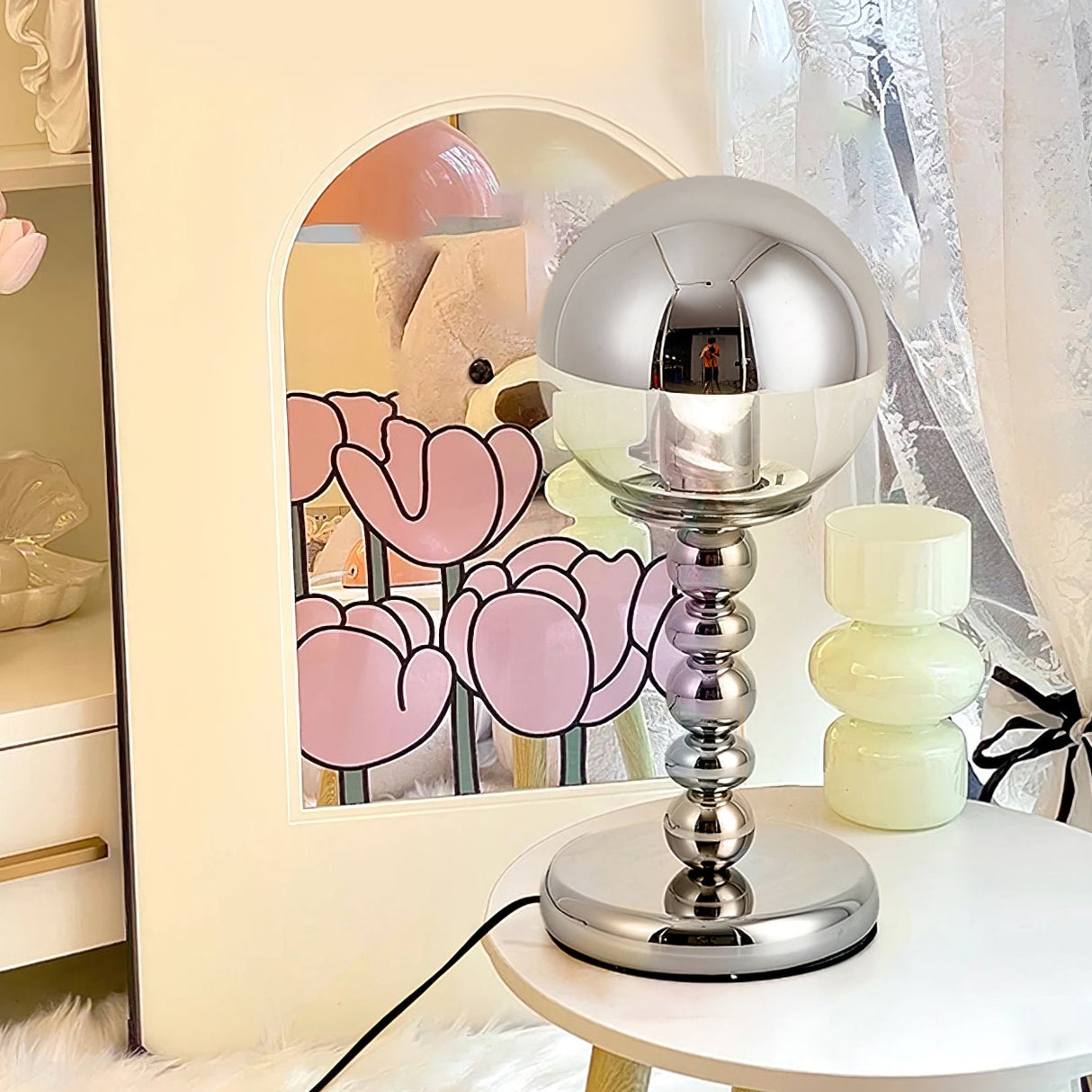 Modern Chrome Table Lamp Mirrored Glass Ball Design - Product detail 10