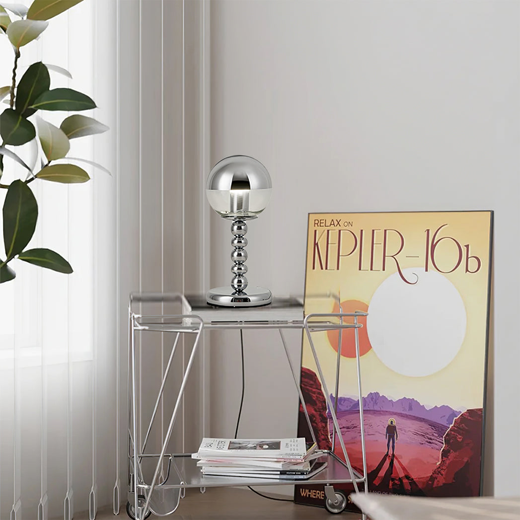 Modern Chrome Table Lamp Mirrored Glass Ball Design - Product example