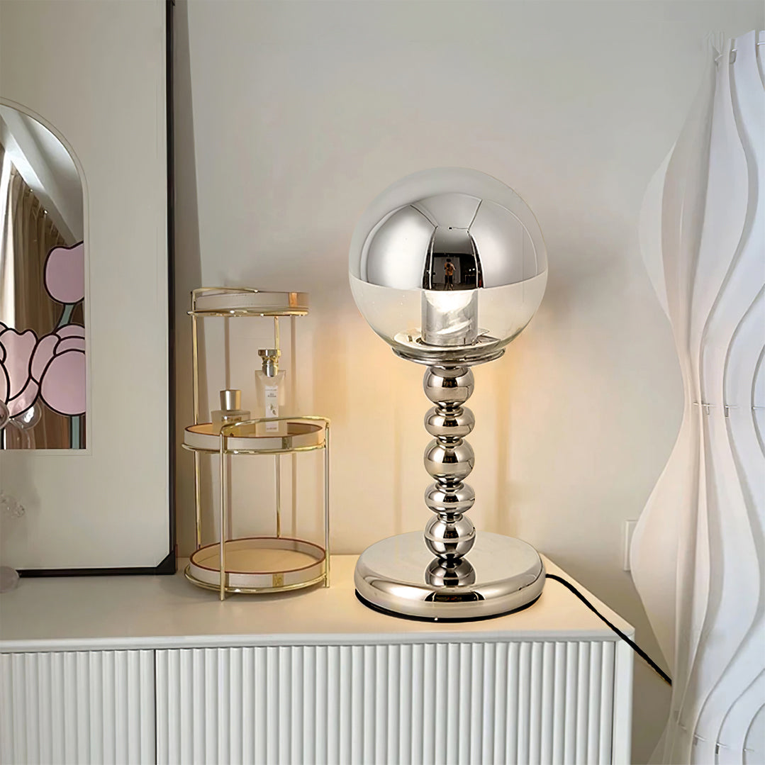 Modern Chrome Table Lamp Mirrored Glass Ball Design - Product detail 4