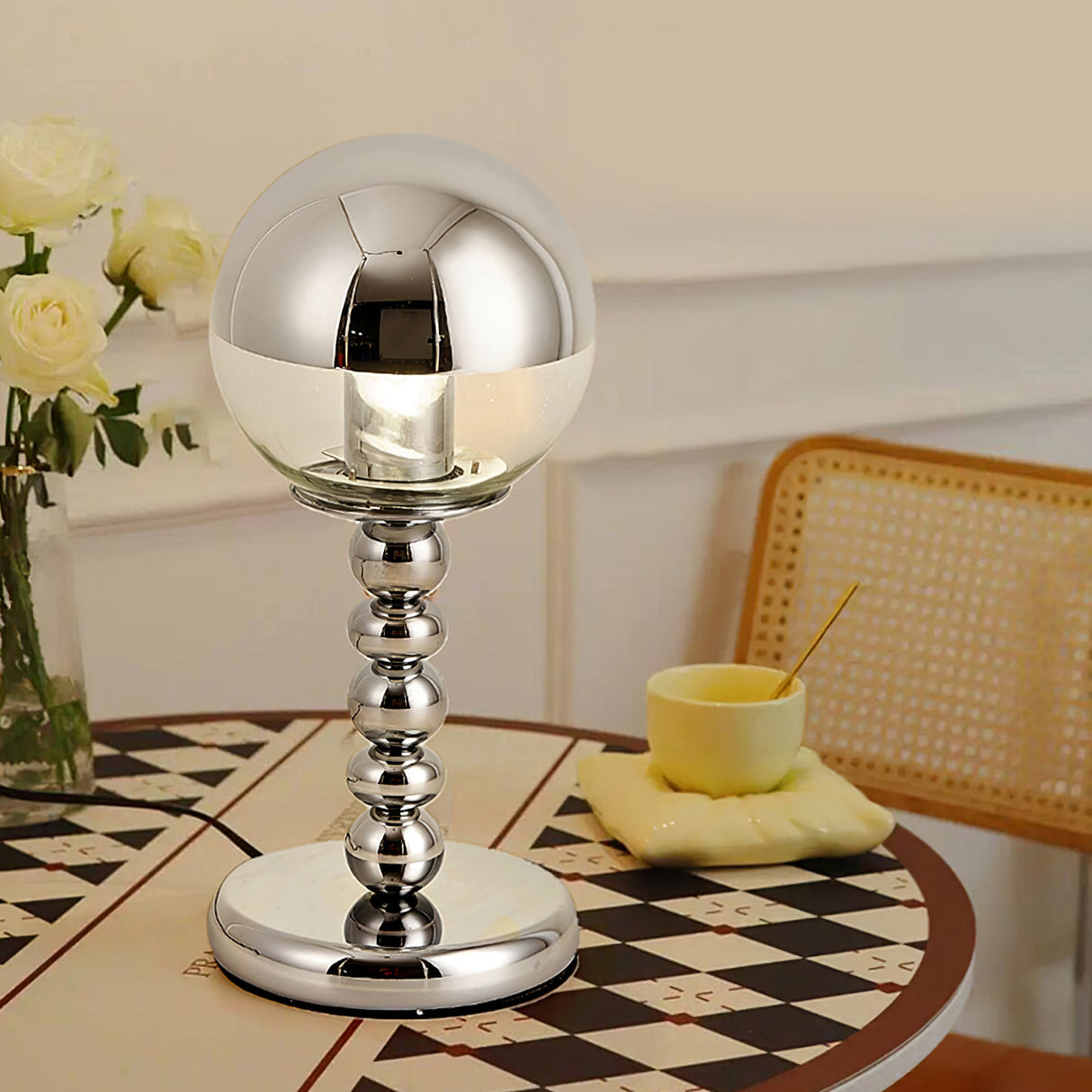 Modern Chrome Table Lamp Mirrored Glass Ball Design - Product detail 5