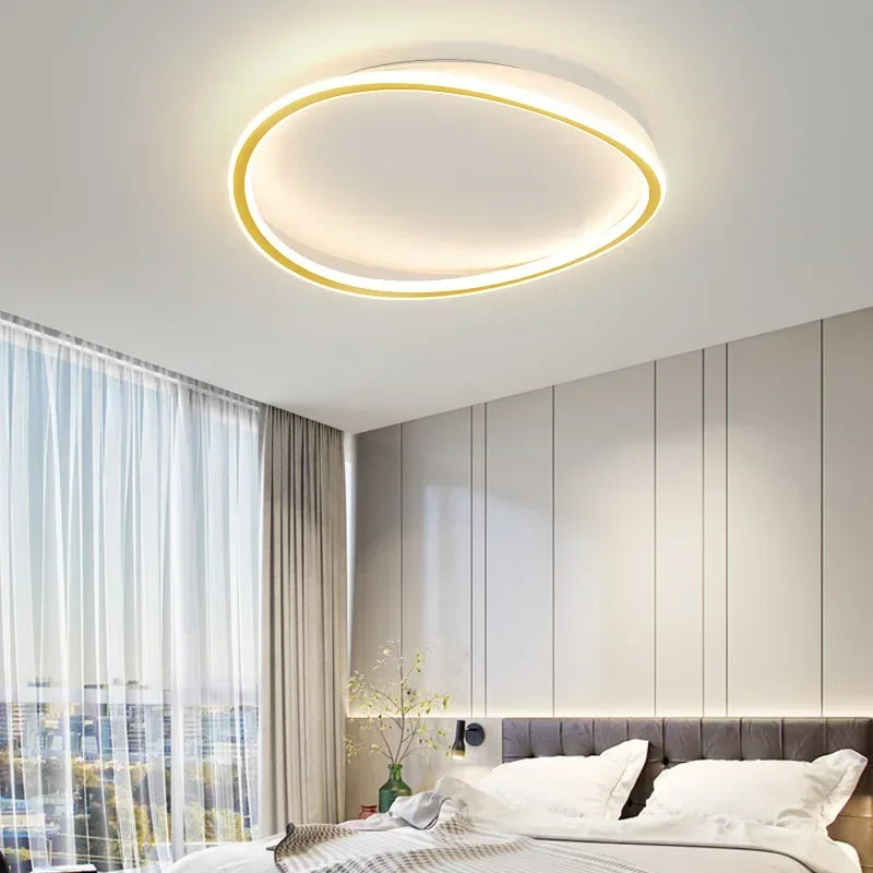 Modern LED Ceiling Light Oval Gold Ring Design - Product showcase