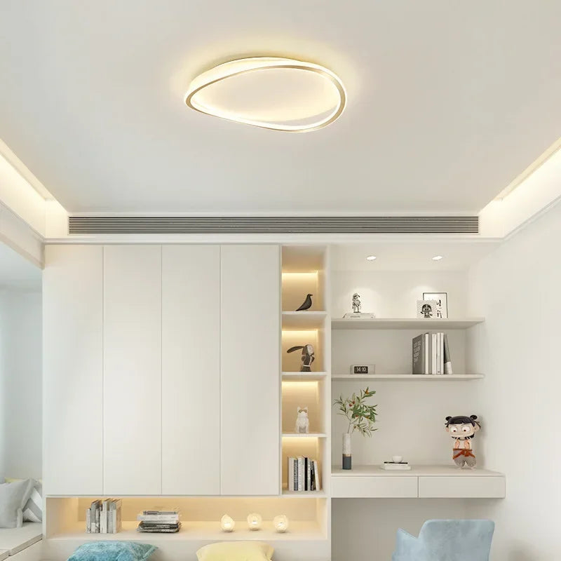 Modern LED Ceiling Light Oval Gold Ring Design - Detailed view