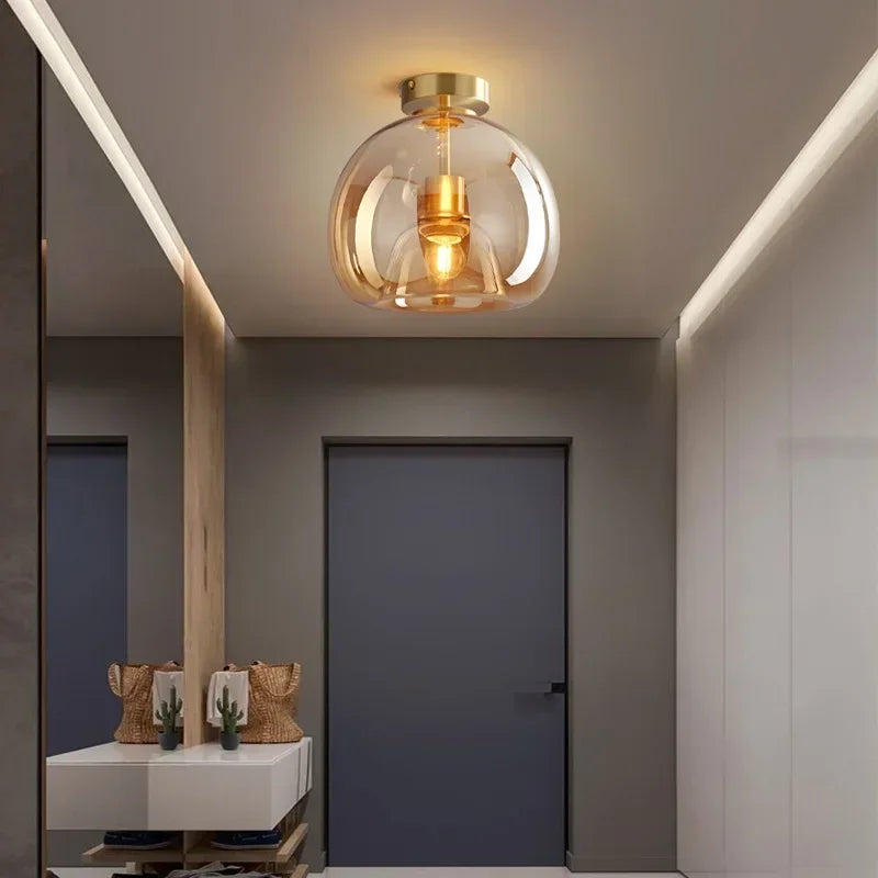 Modern Glass Ceiling Light Smoke Globe Shade - Product example