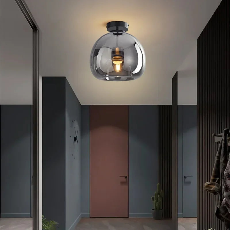 Modern Glass Ceiling Light Smoke Globe Shade - Product showcase