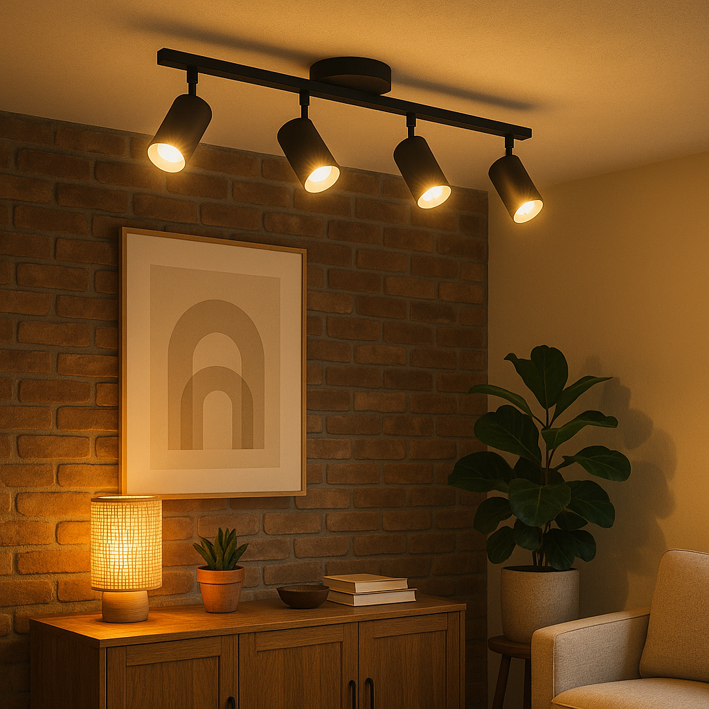 Modern 4-Head Ceiling Light Adjustable Black Spot Track - Product detail 5