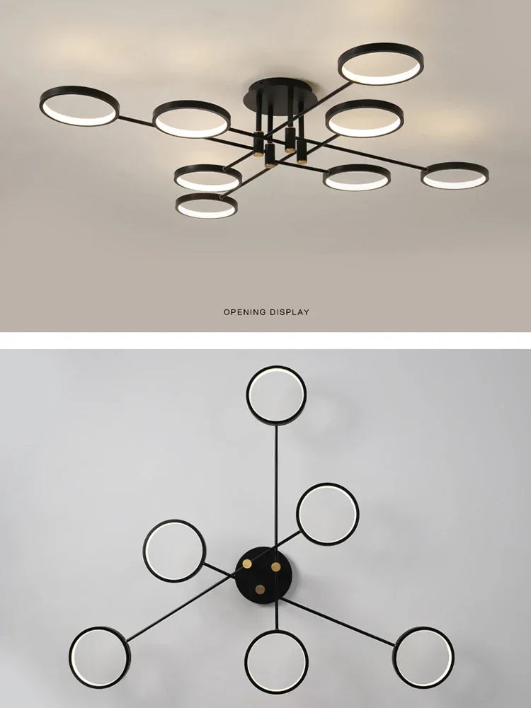 Modern LED Ceiling Light 8-Ring Geometric Design - Product detail 6