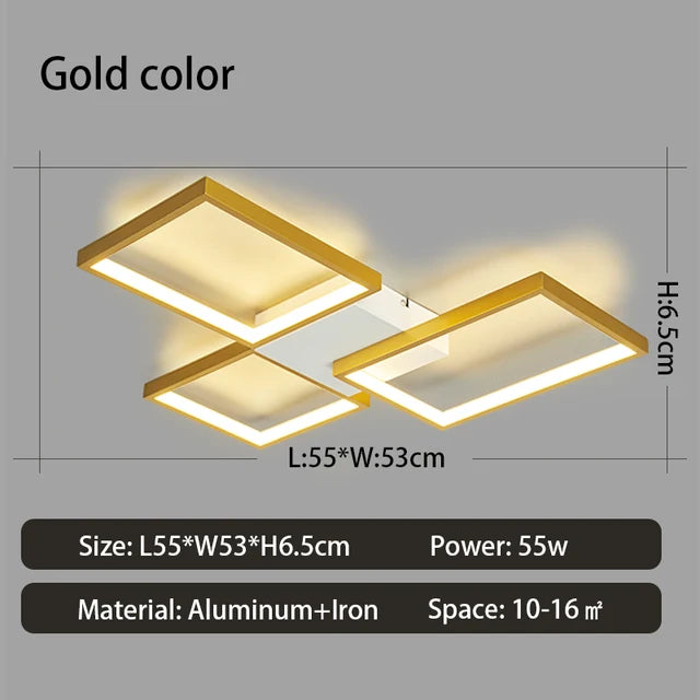 Modern LED Ceiling Light  Geometric Gold Frame Design - Product detail 4