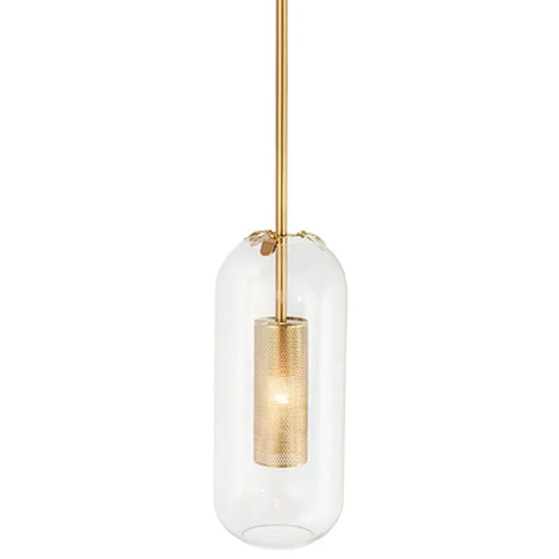 Modern Glass Wall Light Brass Cylinder Sconce - Product detail 5