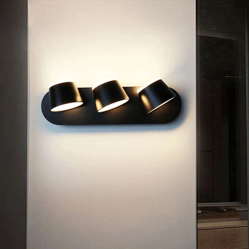 Modern Wall Sconce  Triple Adjustable LED Light Heads - Detailed view