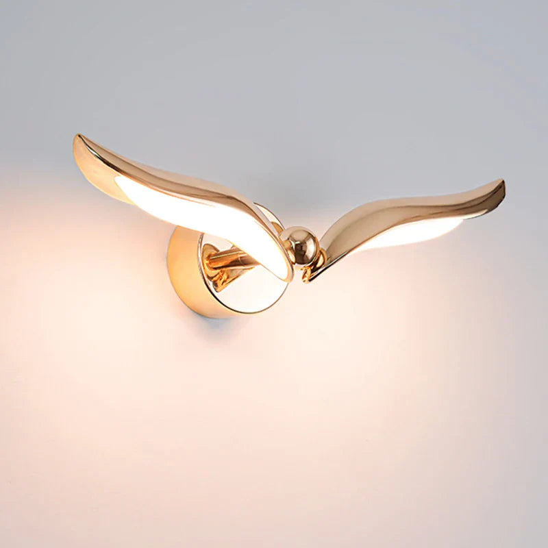 Modern Seagull Wall Light Golden Metal Bird Design - Detailed view