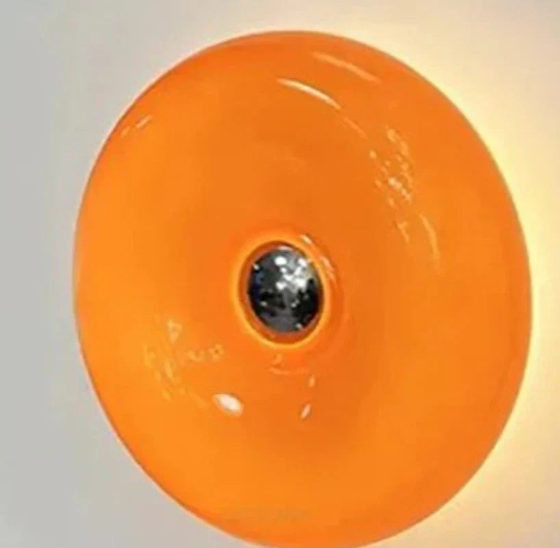 Modern Glass Wall Light Orange Circular Shade Design - Product showcase