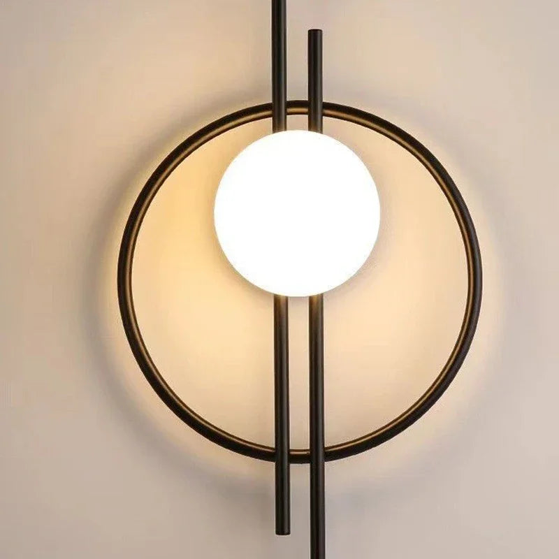 Modern Wall Sconce Circular Metal Frame With Glass Globe - Detailed view