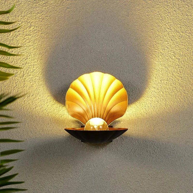 Coastal Wall Light Gold Shell Sconce Design - Product showcase