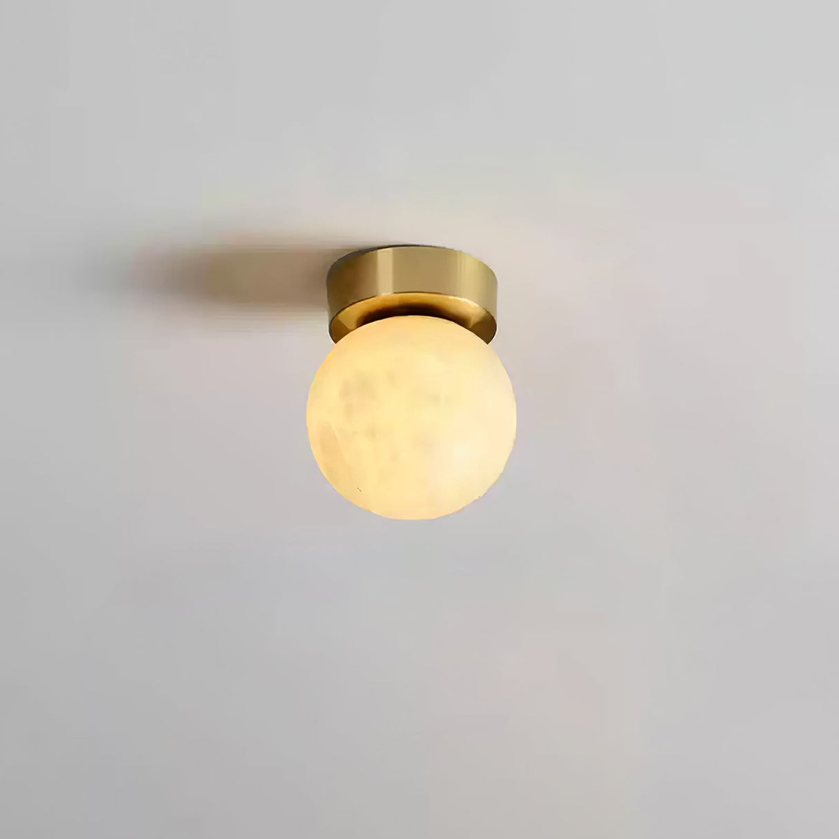 Modern Globe Ceiling Light  Alabaster Glass with Brass Trim - Product detail 6