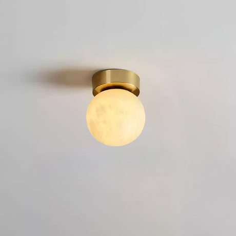Modern Globe Ceiling Light  Alabaster Glass with Brass Trim - Product detail 6