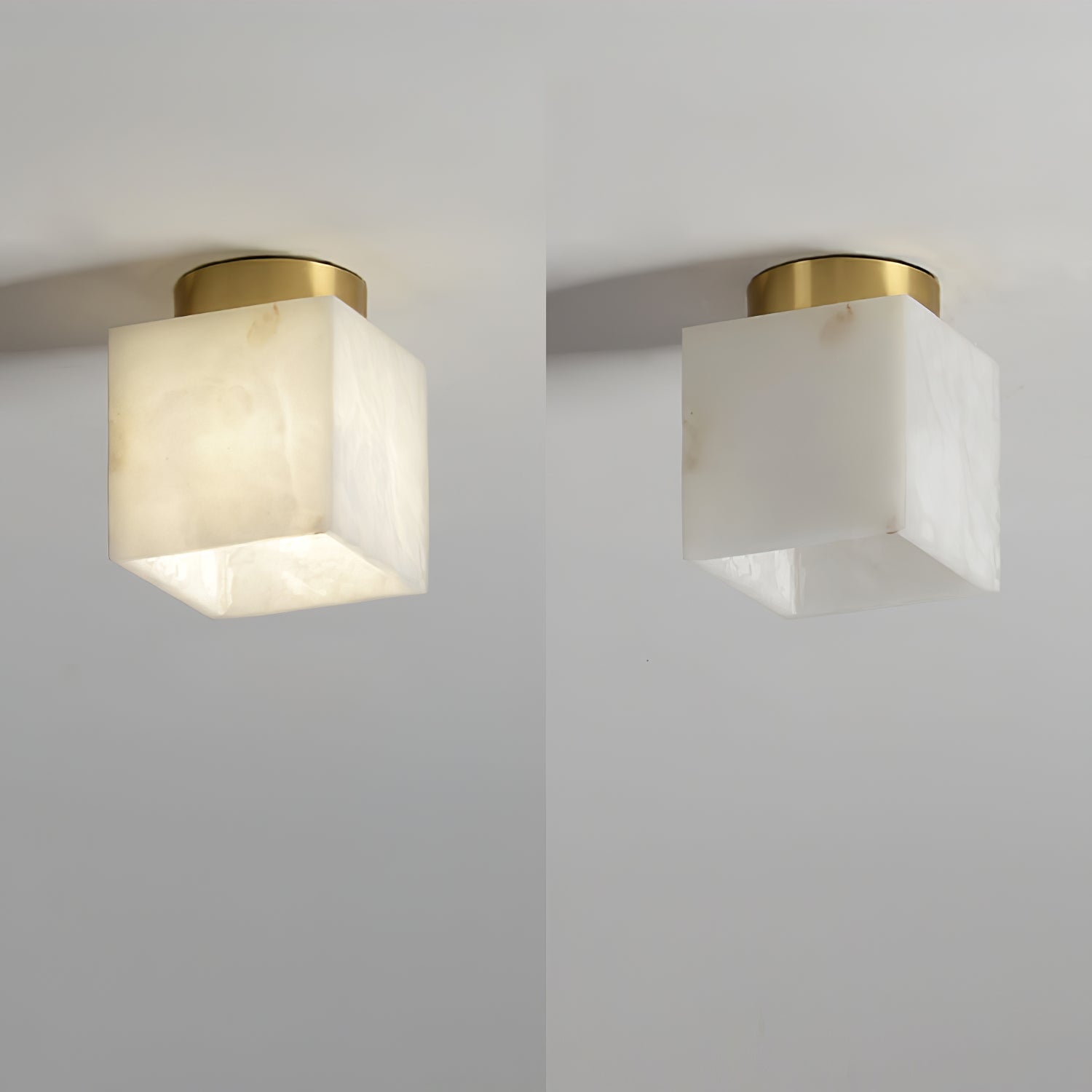 Modern Globe Ceiling Light  Alabaster Glass with Brass Trim - Product detail 4