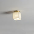 Modern Globe Ceiling Light  Alabaster Glass with Brass Trim - Product detail 5