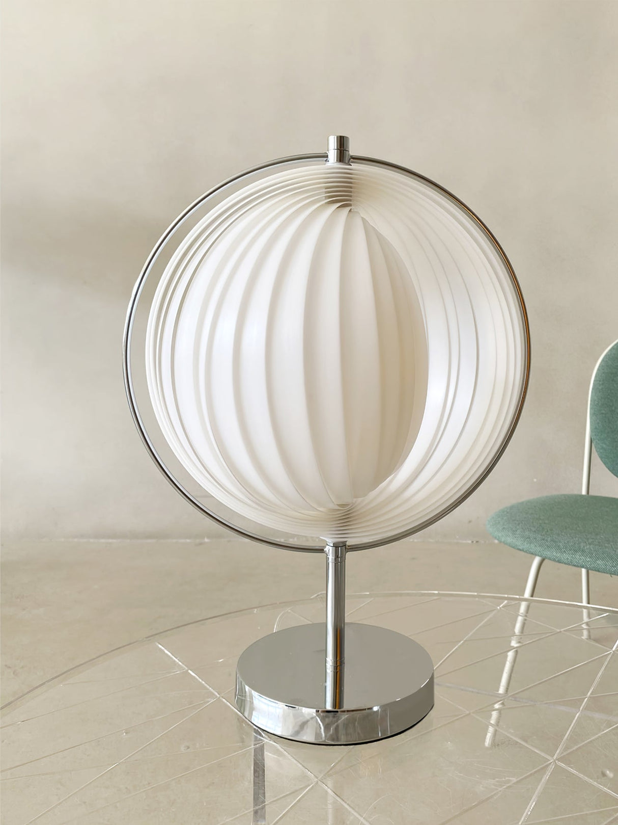 Modern Rotatable Table Lamp Chrome Base White Sphere Design - Product detail 7