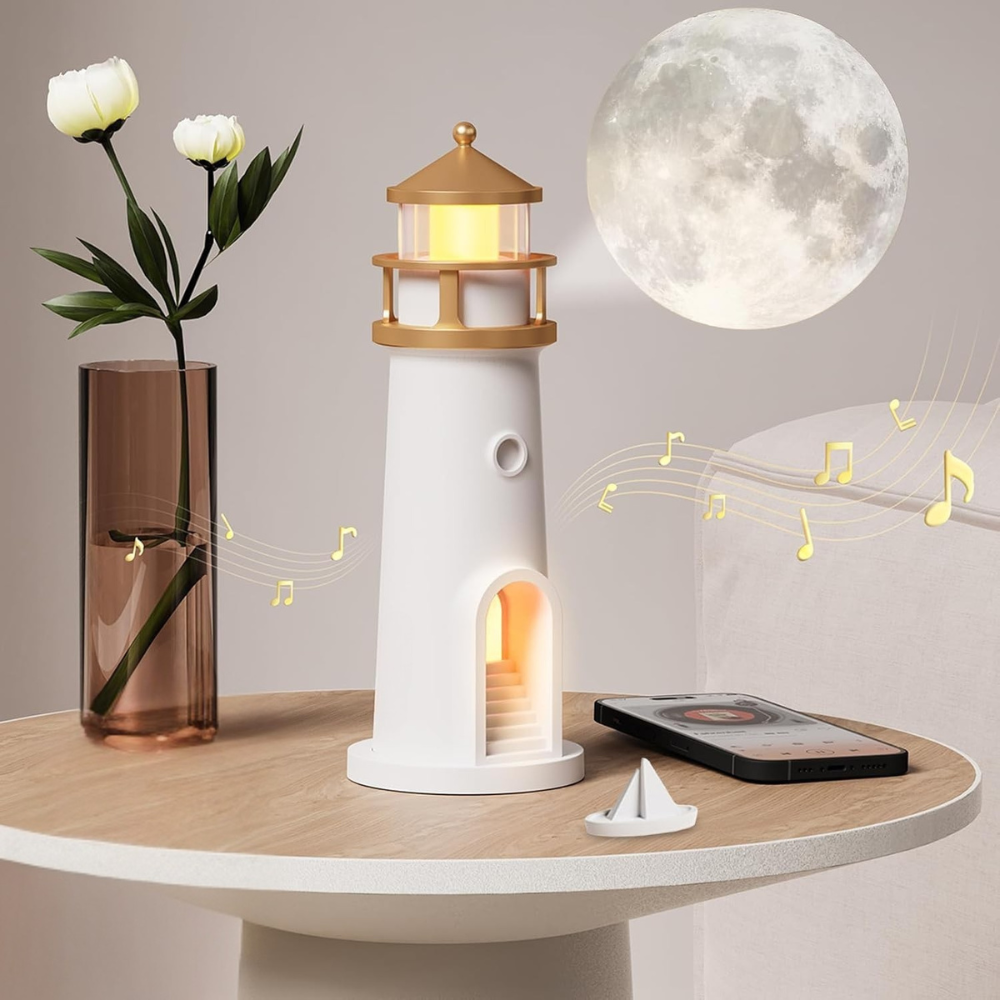 Lighthouse Moon Lamp 3D Projection Night Light With Bluetooth Speaker - Product example