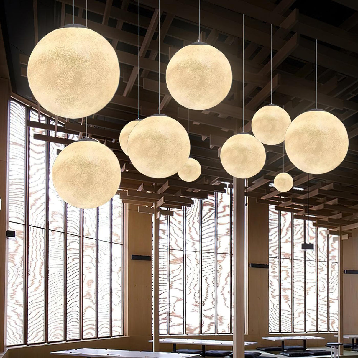 Modern Moon Pendant Light Celestial Sphere Design - Product example