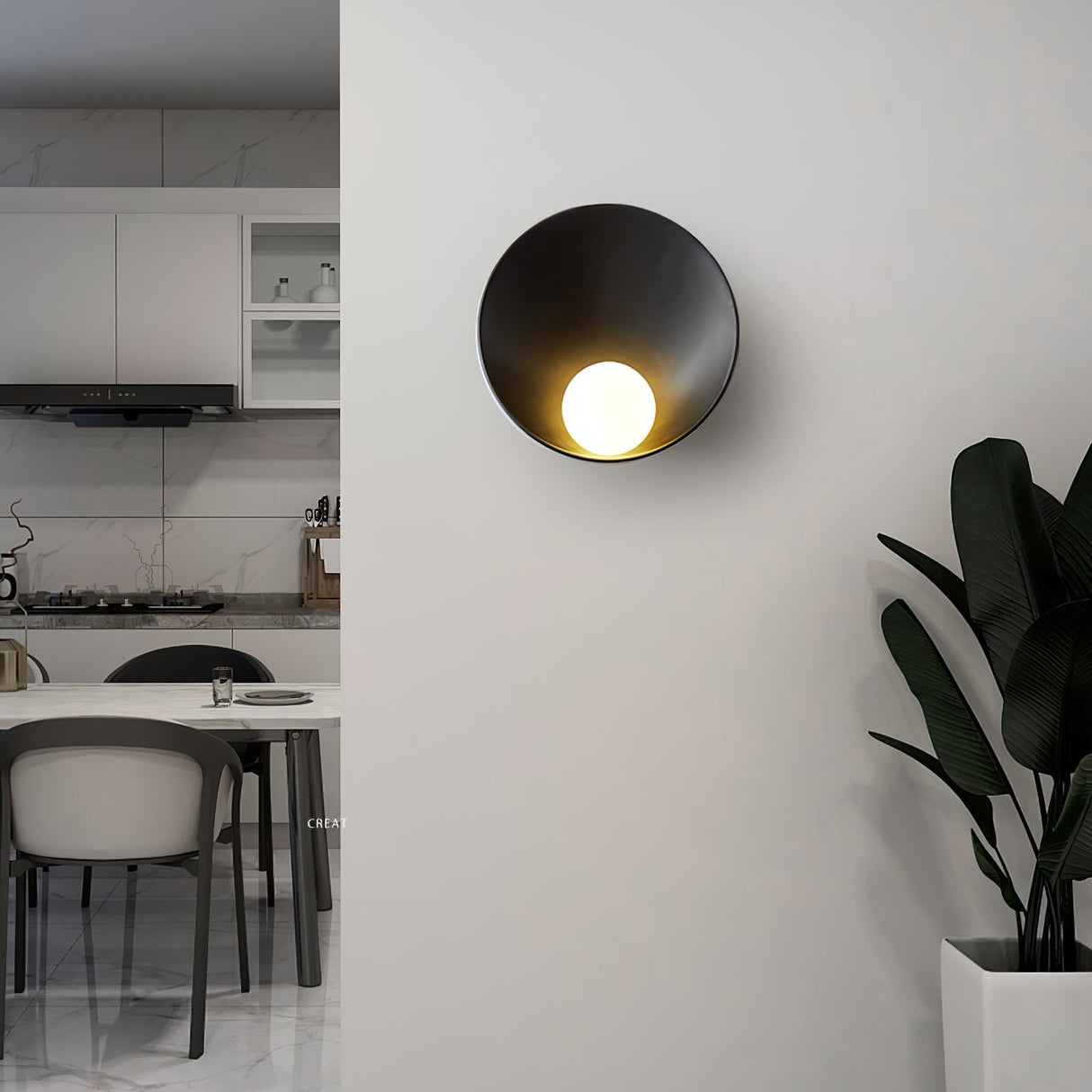 Nordic Wall Light Round Metal Sconce with Ambient Glow - Product detail 6