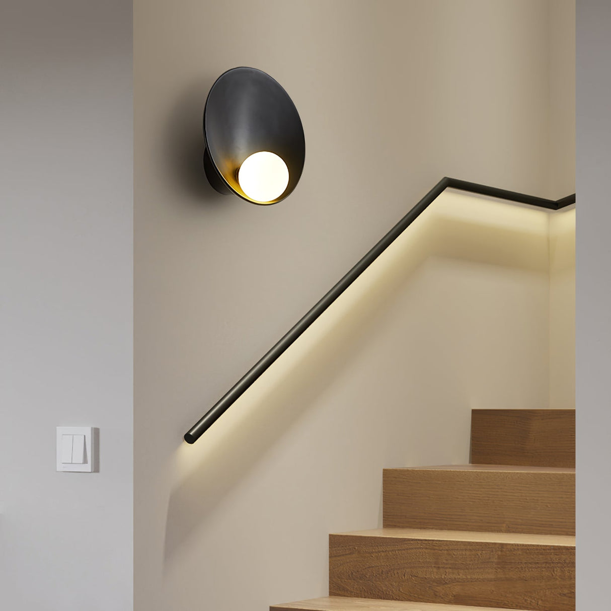 Nordic Wall Light Round Metal Sconce with Ambient Glow - Product detail 7