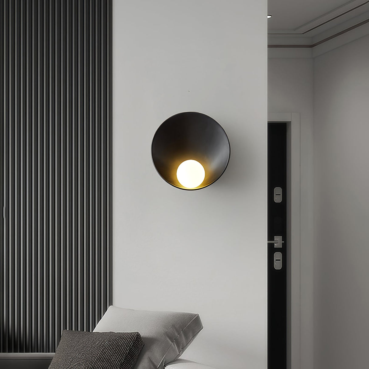 Nordic Wall Light Round Metal Sconce with Ambient Glow - Product detail 8