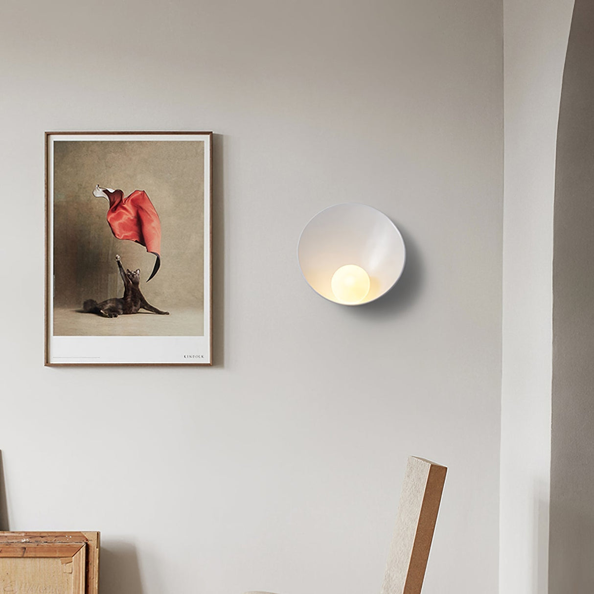 Nordic Wall Light Round Metal Sconce with Ambient Glow - Product example